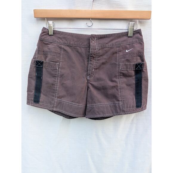 NIKE x VINTAGE Y2K Women's Purple cargo short shorts Sz S white stitching Logo - Picture 1 of 7